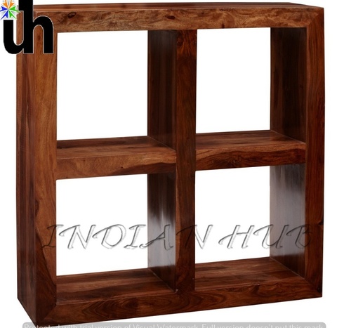 Indian Hub Cube 4 Hole - 100x30x100cm Solid Hardwood, Dark Brown Finish | Eco-Friendly, Easy to Clean, Handmade