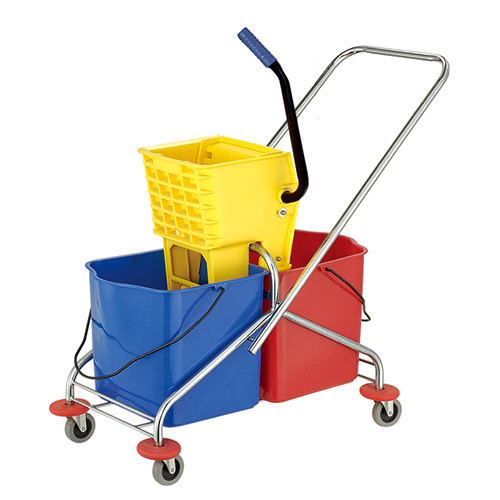 Side-Press Double Mop Wringer Trolley - 60 Liter Capacity ABS Material 81x41x38.5 cm Yellow Lightweight at 10.5 kg