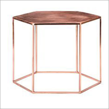 Copper Hexagonal Coffee Table - 38x38x80cm | Handcrafted Copper Finish, Decorative Iron Legs, Modern Design, 6kg Weight