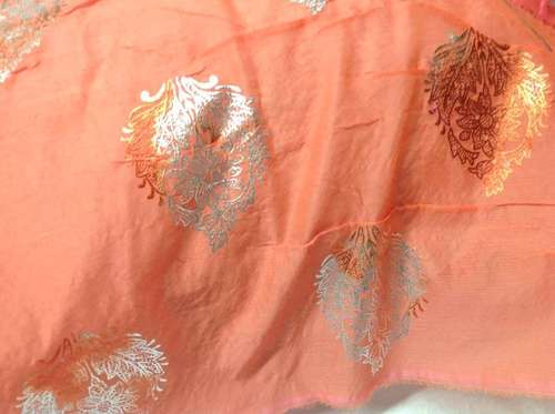 Chanderi Silk Fabric With Golden/Silver Foil