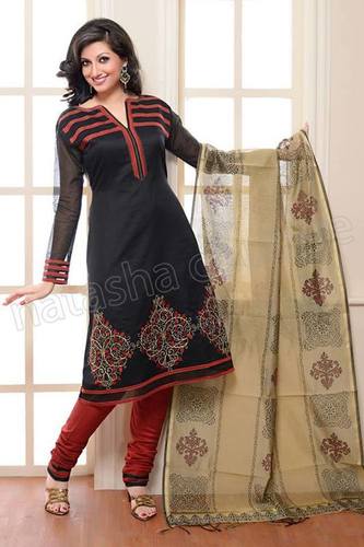 Fancy Anarkali Suit - Jacquard Silk, Black with Embroidered Sequins | Elegant Color Combinations, Full Sleeves, Soft Texture, Washable