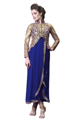 Blue And Golden Ladies Churidar Suits