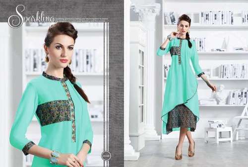 Sky Blue Georgette Printed Kurti