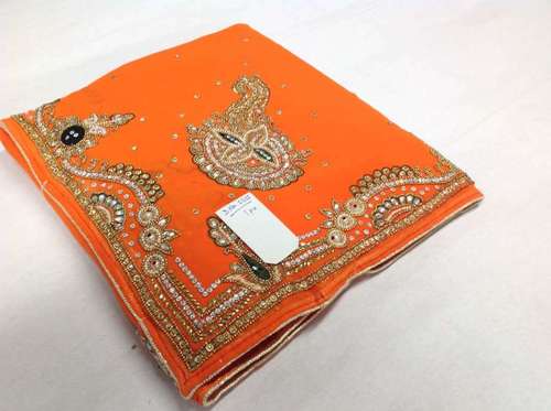Orange Heavy Handwork Saree