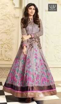 Unstitched Salwar Kameez - Cotton Polyester With Rayon Blend, Multicolor Striped Pattern, Short Sleeves, Appliqued Stones And Ribbons | Highly Comfortable, Long Lasting Shine, Washable, Elegant Designs For Casual Wear