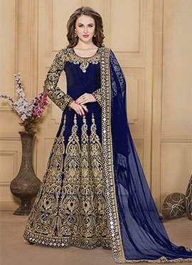 Blue Cotton Embroidery Suit