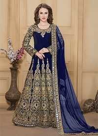 Blue Cotton Embroidery Suit