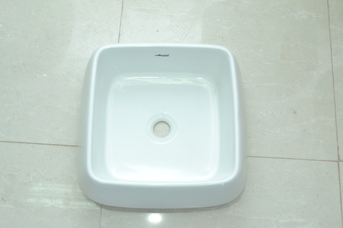 Restaurant Table Top Art Basin - Ceramic Square Design, Floor Mounted, 5-10 kg Weight, Smooth Surface Treatment