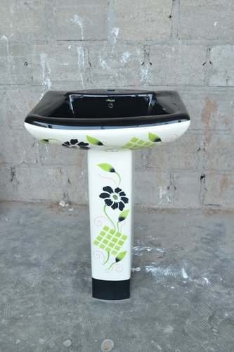 Black Color Printed Pedestal Wash Basin Black Color Printed Pedestal Wash Basin