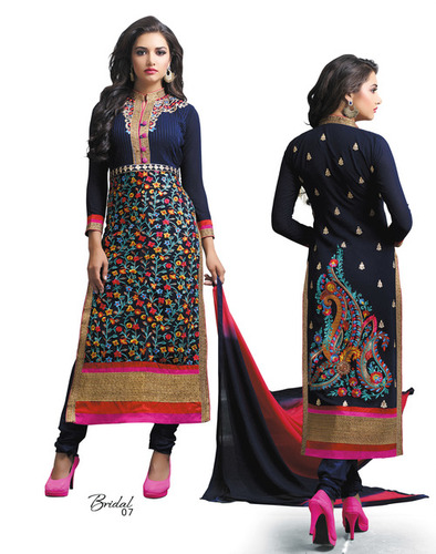 Fashionable Embroidered Churidar Suit