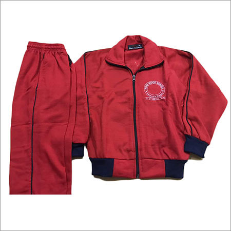 School Uniform Red Tracksuit - Polyester, XS-XXL, Red | Breathable Fabric, Embroidered School Logo, Long Zip, Comfortable Fit