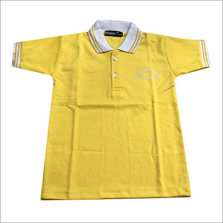 School Uniform T-Shirt - Cotton, Short Sleeve, Yellow | Collared, Comfortable Fit, Shrink Resistant, Sweat Absorbent, Durable, Custom Logo