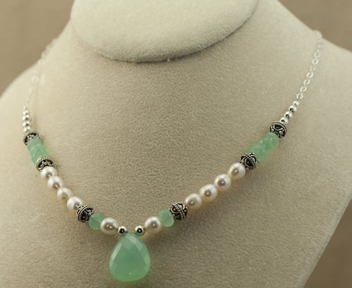 Beads (chalcedony) necklaces