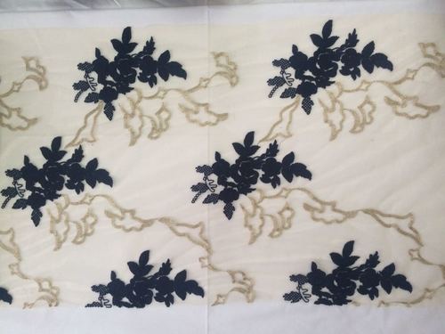 Designer Allover Embroidered Fabrics - Cotton Silk Blend, 44-45 Inches, Off-White | Floral Allover Embroidery, Elegant Design, Durable Texture