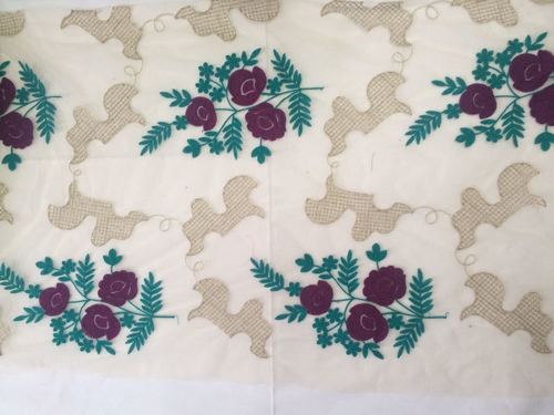 White Net Embroidered Allover Fabrics - Cotton, Silk, Raw Silk, Georgette Blend, 44-60 Inch Width, Floral Squirrel Pattern, Machine Embroidery, Versatile Use