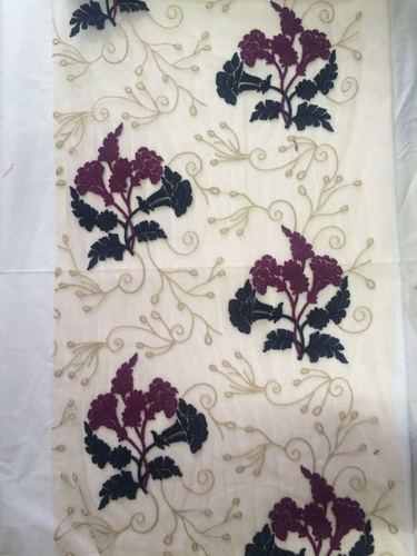 Floral Embroidered Design On Net Allover Fabrics