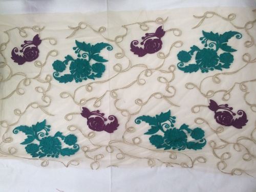 Multi Embroidered Net All Over Fabrics