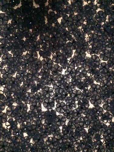 Black Net Beaded Embroidered Fabrics