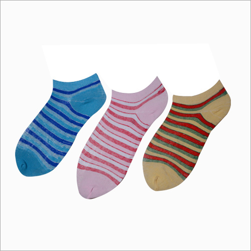 Ladies Strips Print Ankle Socks
