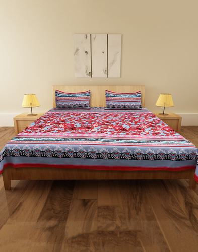Cocofoam Double Poly Cotton Multicolor Bed Sheet