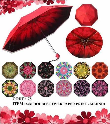 Umbrella 3 Fold - Item: S/M Double Cover Paper Print-Mehndi