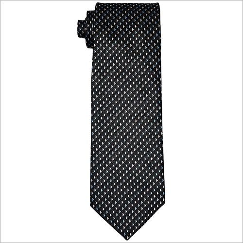 Black with white triangle design microfibre necktie
