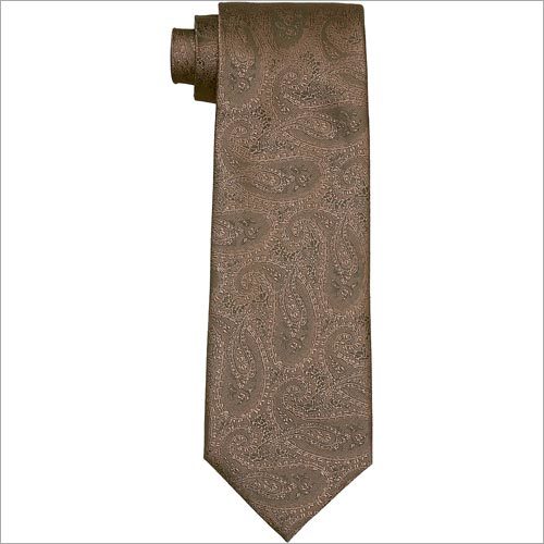 Brown abstract design microfibre necktie