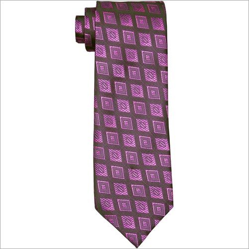 Purple diamond design microfibre necktie