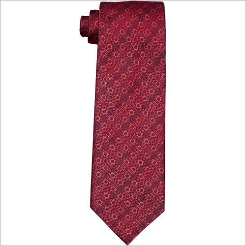 Red with circle design microfibre necktie