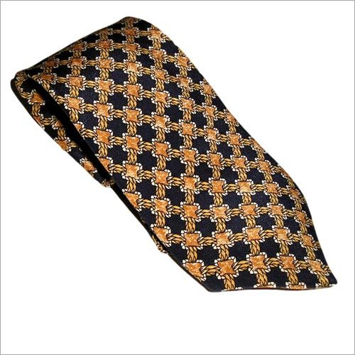 Black with brown chequered design satin block necktie