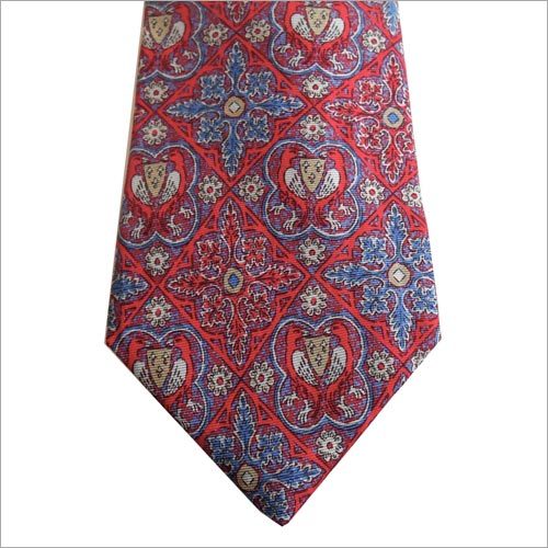 Red abstract design satin block necktie