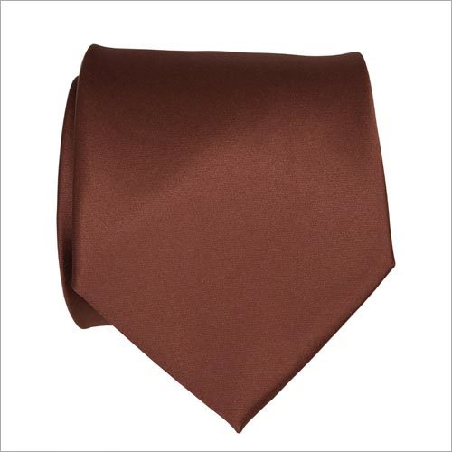 Brown plain satin necktie