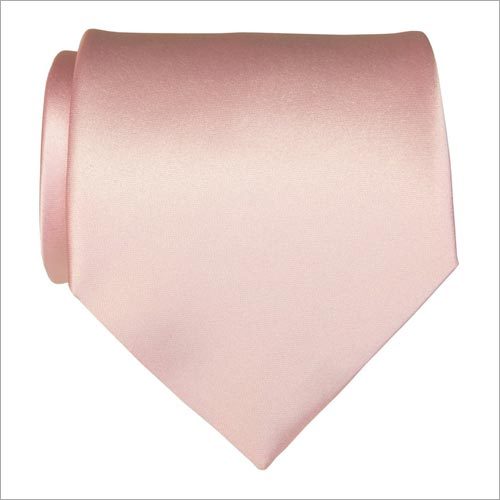 Pink plain satin necktie