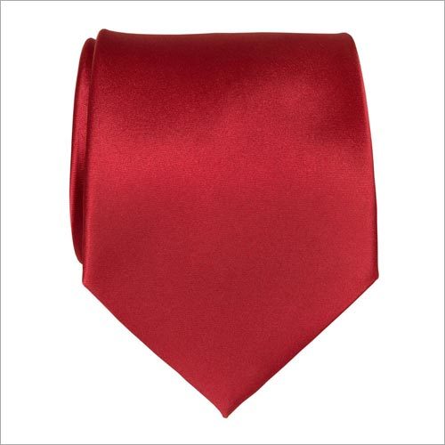 Red plain satin necktie