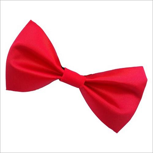 Red plain satin bowtie