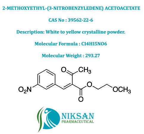 2-Methoxyethyl-(3-Nitrobenzyledene) Acetoacetate Cas No: 39562-22-6