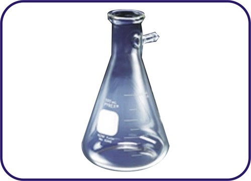 Flask - Borosilicate Glass Transparent | Heavy Wall Design with Side Tabulation for Laboratory Use
