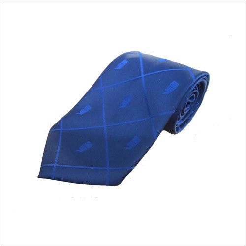 Blue Poly Woven Jacquard Tie