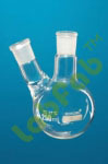 Flask Round Bottom Two Neck - Borosilicate Glass, 100 ml, 24/29 Socket, 19/26 Side Socket | Durable, Heat Resistant, Chemical Resistant, Easy Cleaning