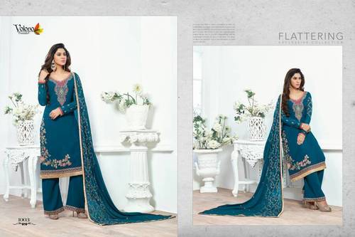 Green Georgette Embroidered Dress Material