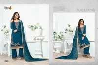 Green Georgette Embroidered Dress Material