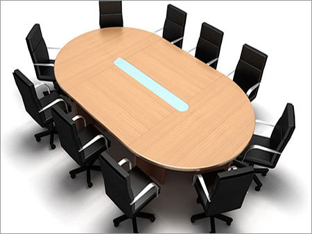 Conference Table - Wood Oval Seating 10+ Light Brown Spacious Design Durable Elegant Easy Assembly