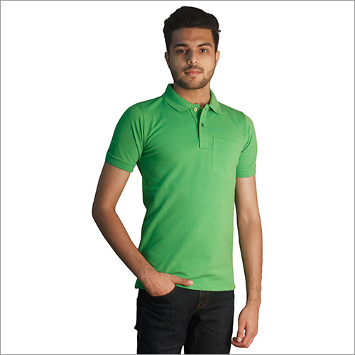 Mens Plain Green Polo Neck T-Shirt