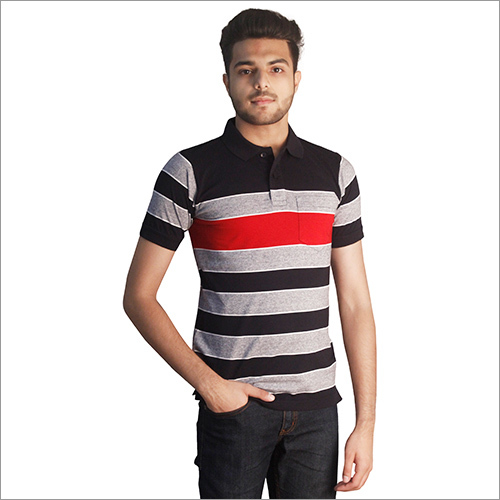 Mens Designer Print Polo Neck T-Shirt