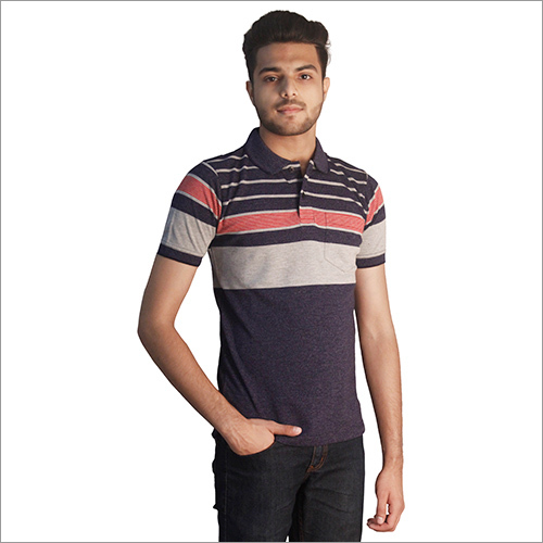 Mens Printed Cotton Polo Neck T-Shirt