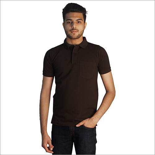 Mens Plain Polo Neck With Pocket T-Shirt