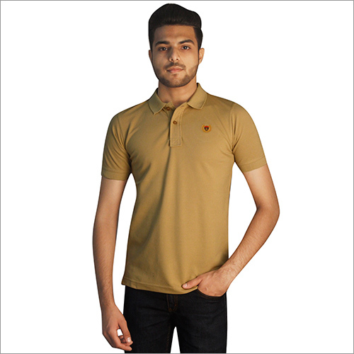 Mens Plain Cotton Half Sleeves Polo Neck T-Shirt