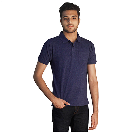 Mens Modern Print Cotton Polo Neck T-Shirt
