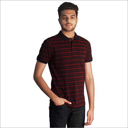 Men's Fancy Print Cotton Polo Neck T-Shirt