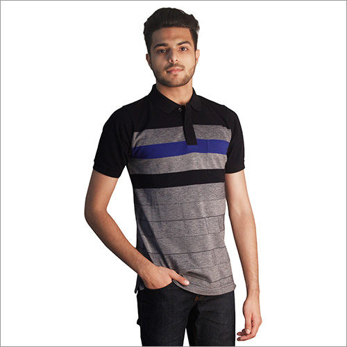 Mens Printed Pure Cotton Polo Neck T-Shirt